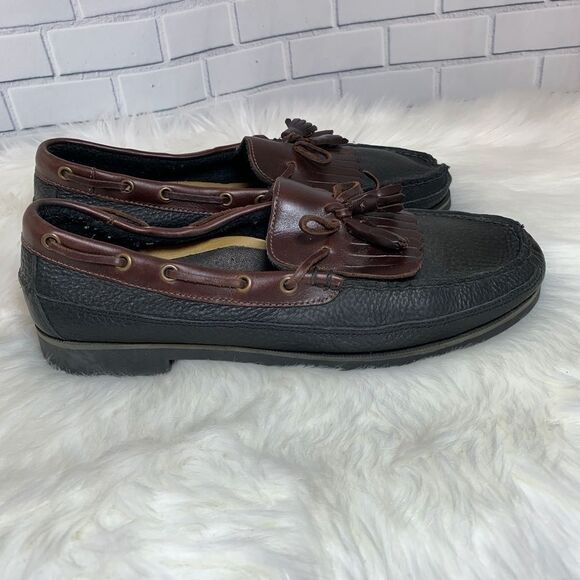 Skerry TopSiders Black Pebbled Leather Boat‎ Shoes